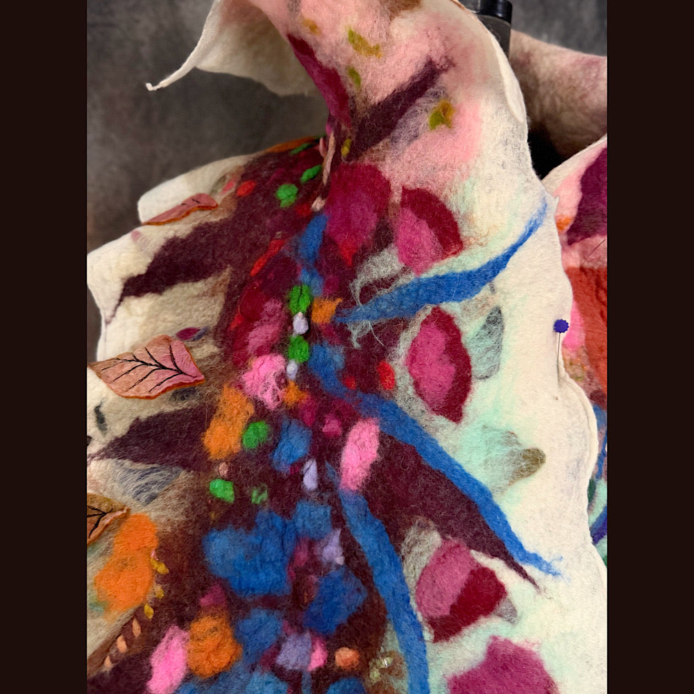 OOAK Handmade wool Felted Scarf 82” X 17”