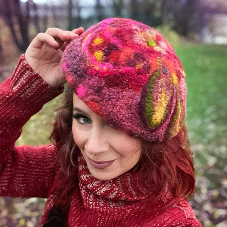 OOAK Handmade wool Felted hat 22” small