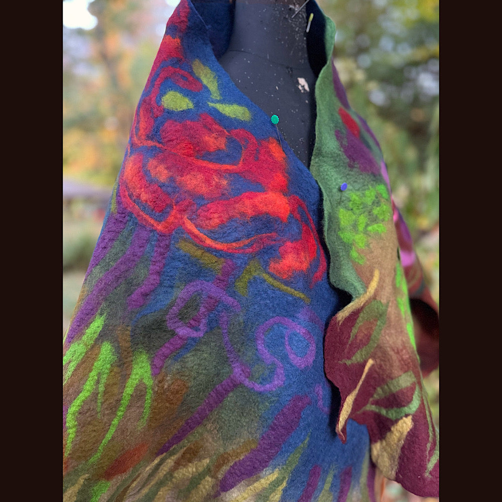 Handmade Felted Wool Scarf 80” X 22”