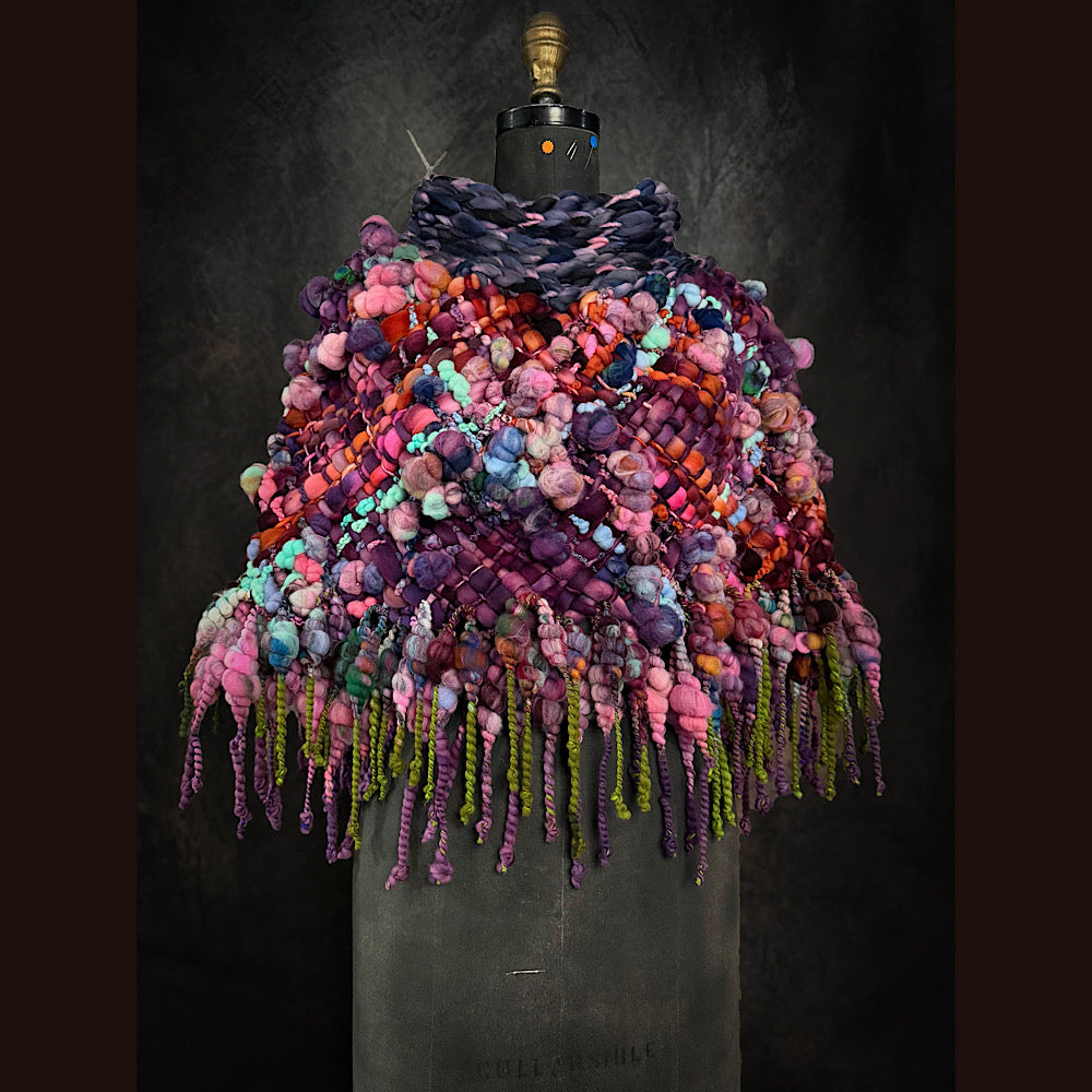 Handmade wool Woven Scarf shawlette 25” X  20” larger size