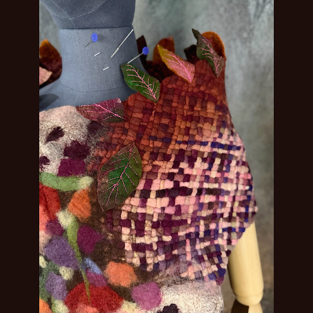 OOAK Handmade wool Felted Scarf 84” X 17” Original art work