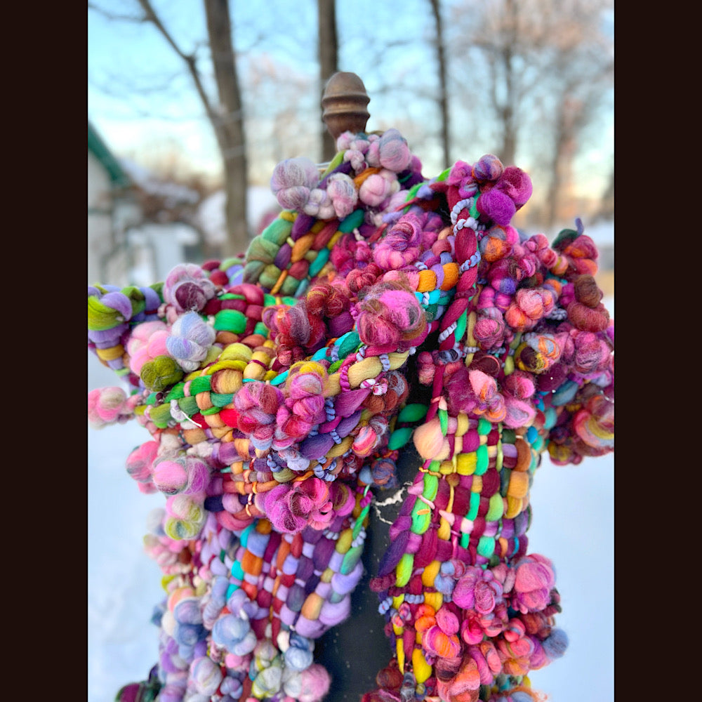 Winter rose Woven art yarn Scarf 100” X 8”