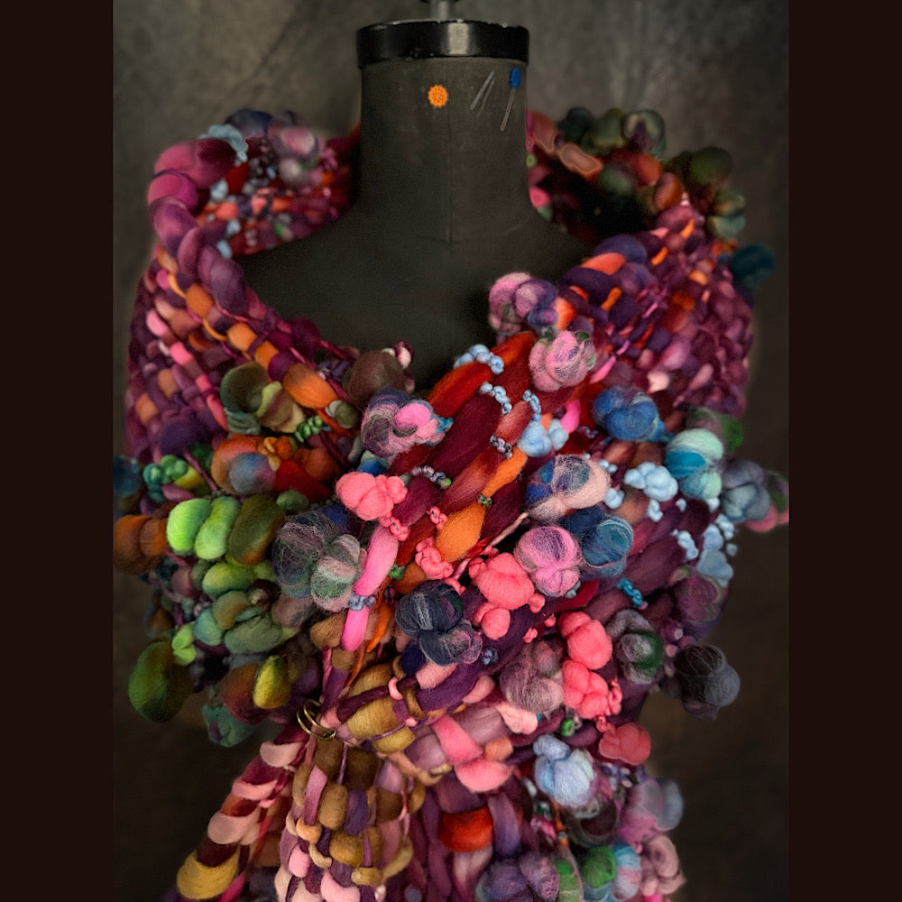 OOAK Handmade wool Woven Scarf 84” X 9”