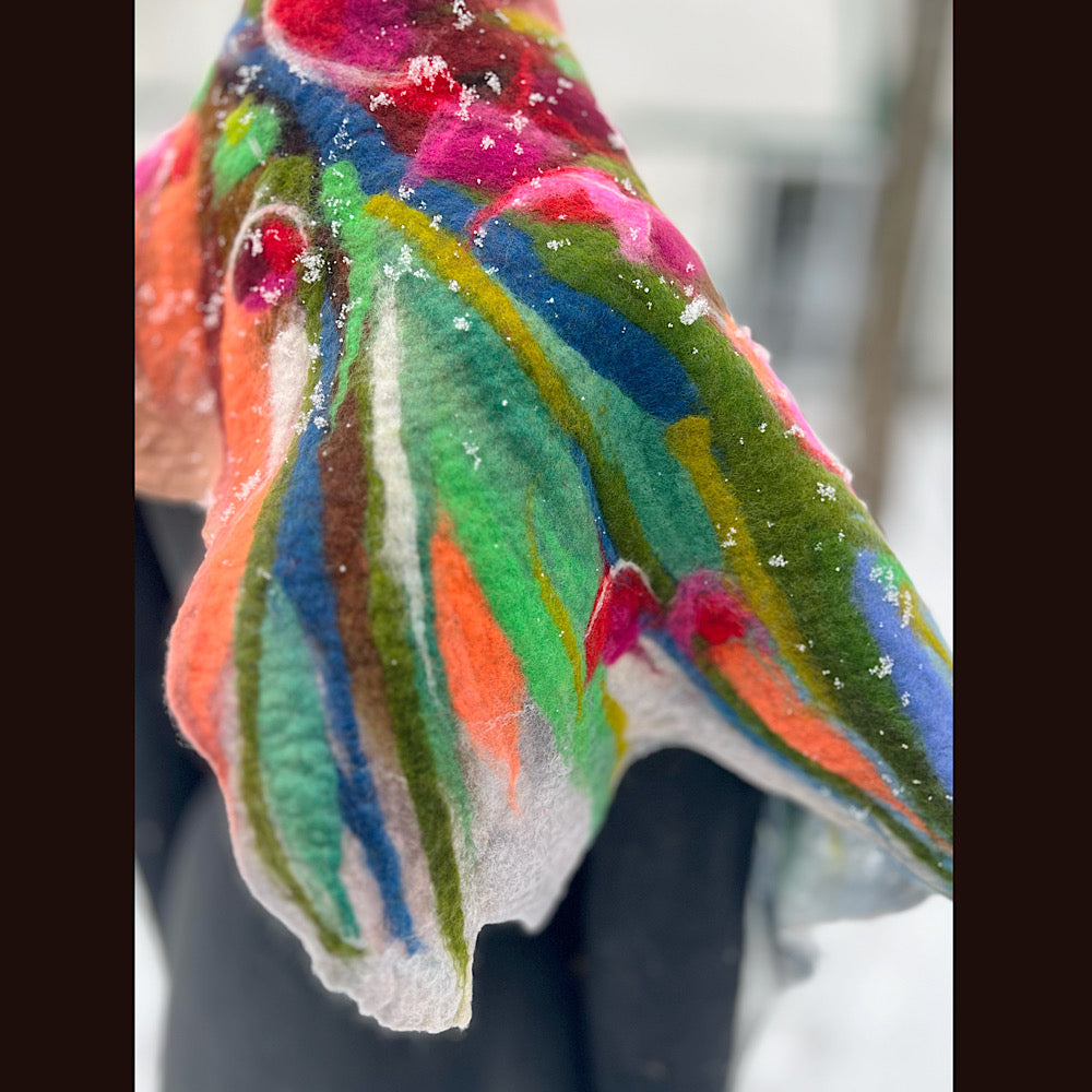 Rose Felted Shawl 84” X 21”