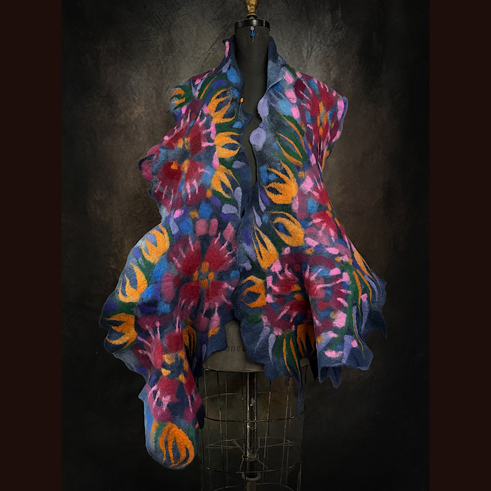 OOAK Handmade wool Felted Scarf 84” X 17”