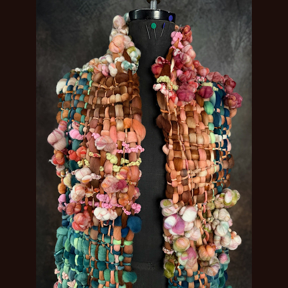 OOAK Handmade wool Woven Scarf 100” X 8”