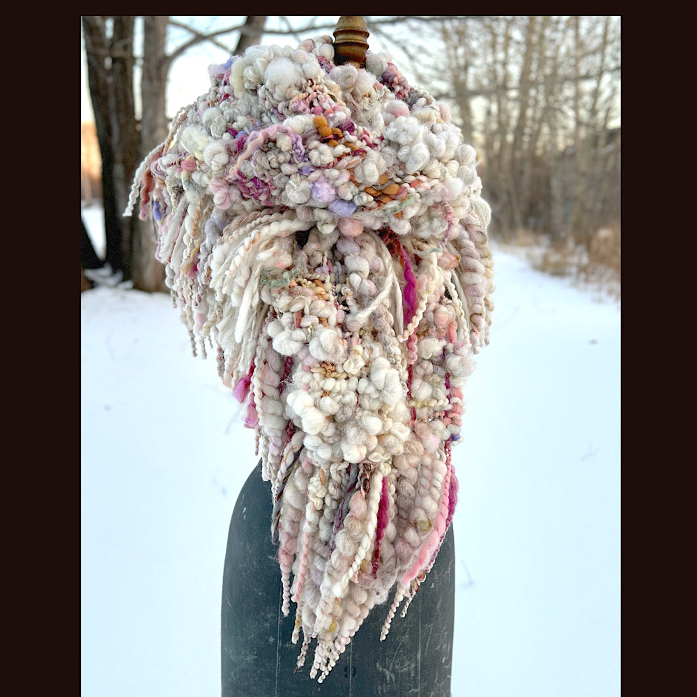 The Snow Rose Shawl  64” X 22”  1.3 pound