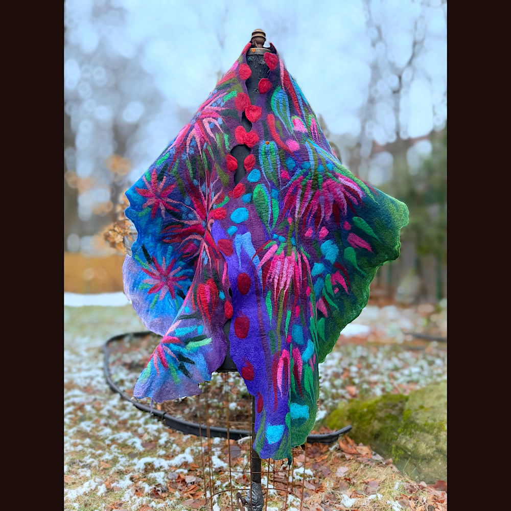 Handmade wool Felted Scarf 88” X 22”