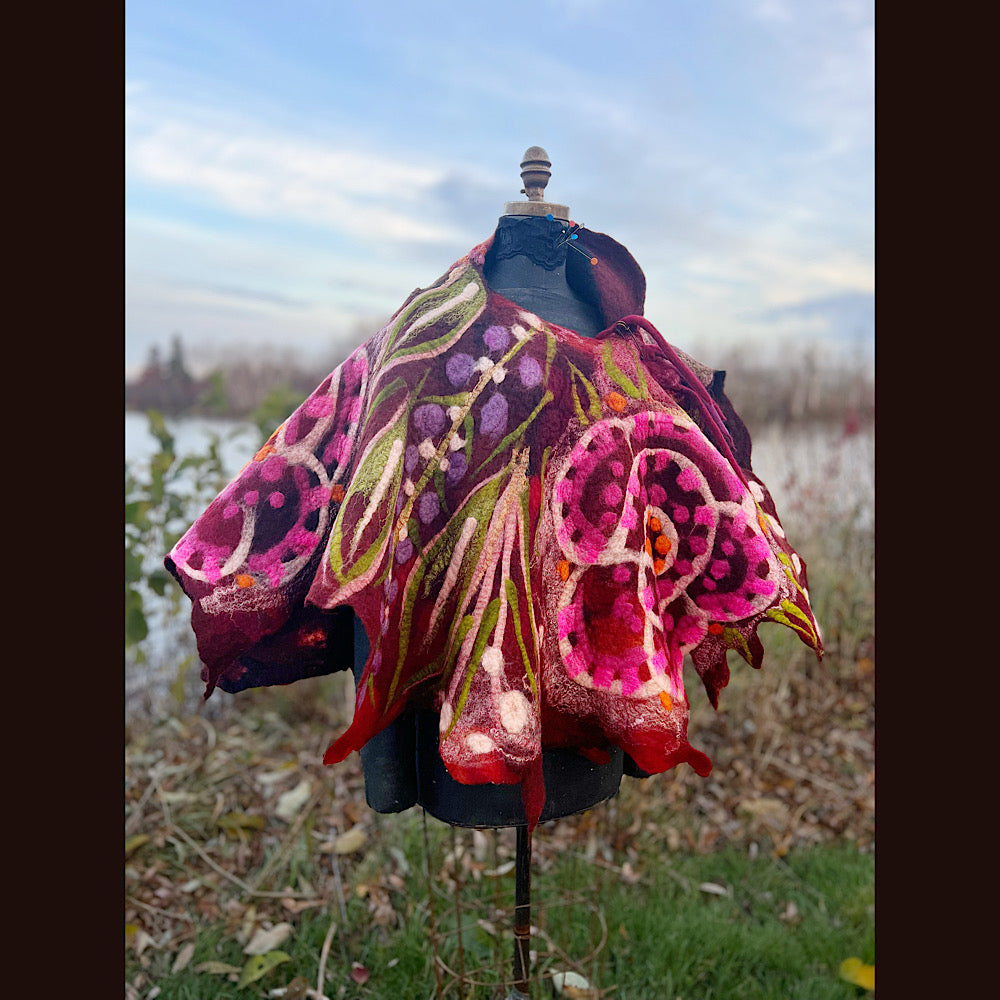 Felted floral capelet