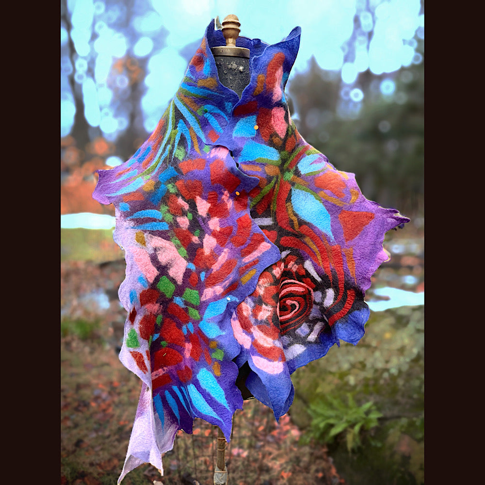 Handmade wool Felted Scarf 80” X 19”