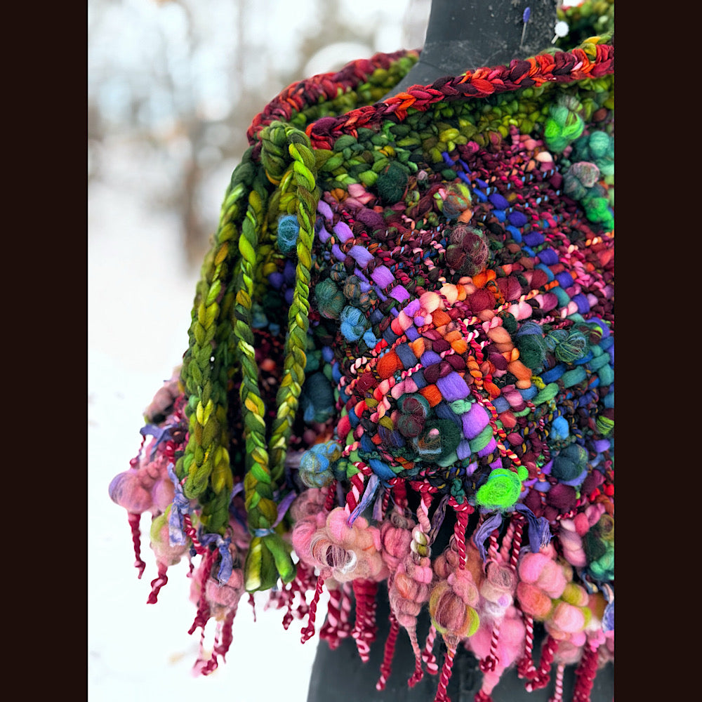 Handmade wool Woven Scarf shawlette 53” X 28”