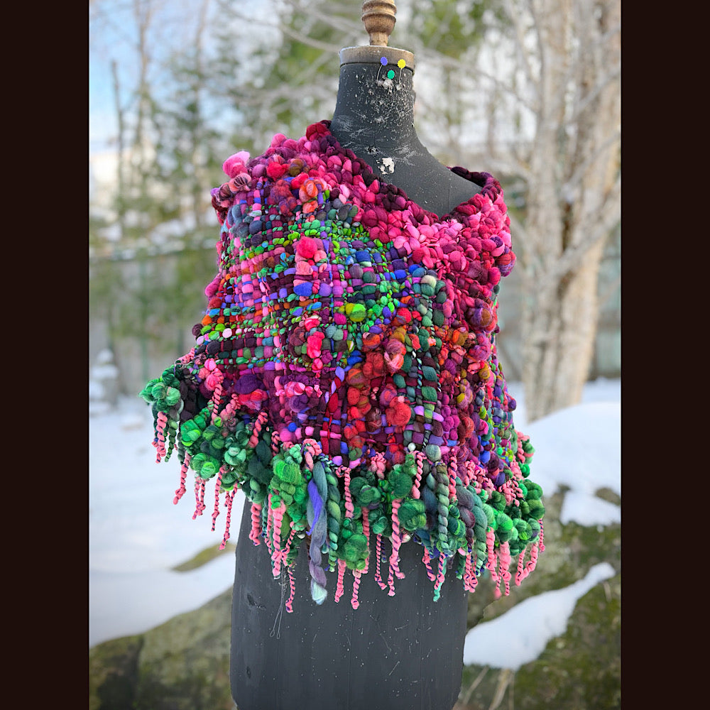 Handmade wool Woven Scarf shawlette