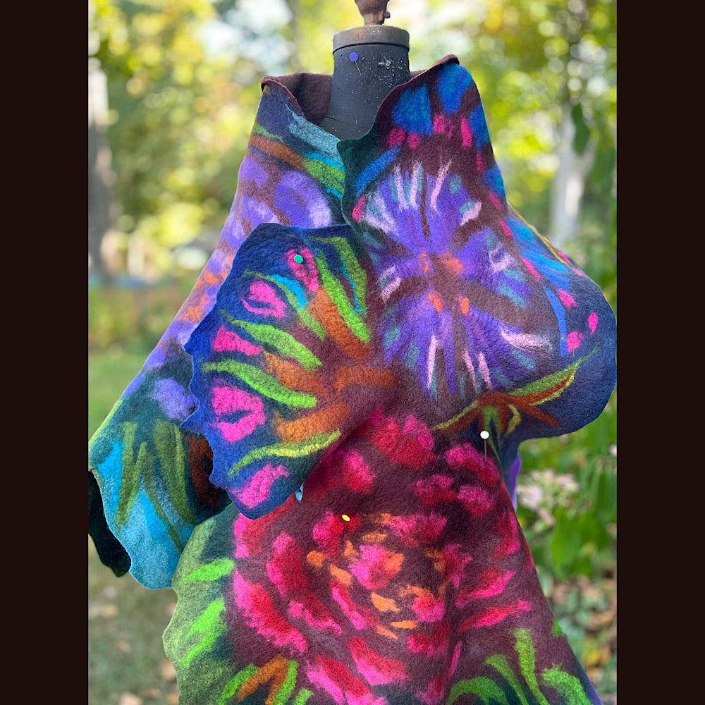 Handmade Felted Wool Scarf 74” X 29”