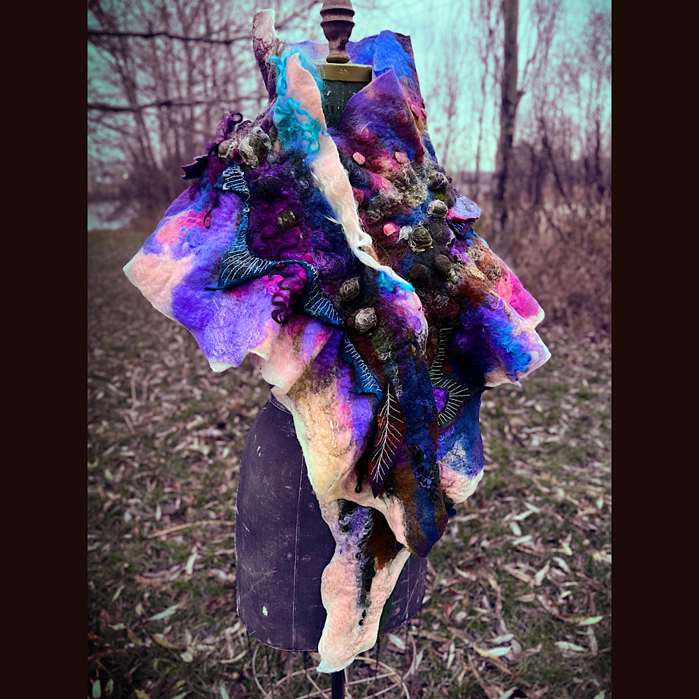 Soleil d’hiver felted scarf 75” X 18”