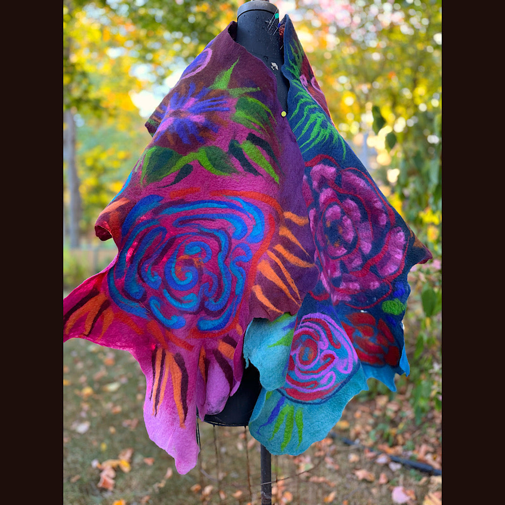 Handmade Felted Wool Scarf 82” X 25”