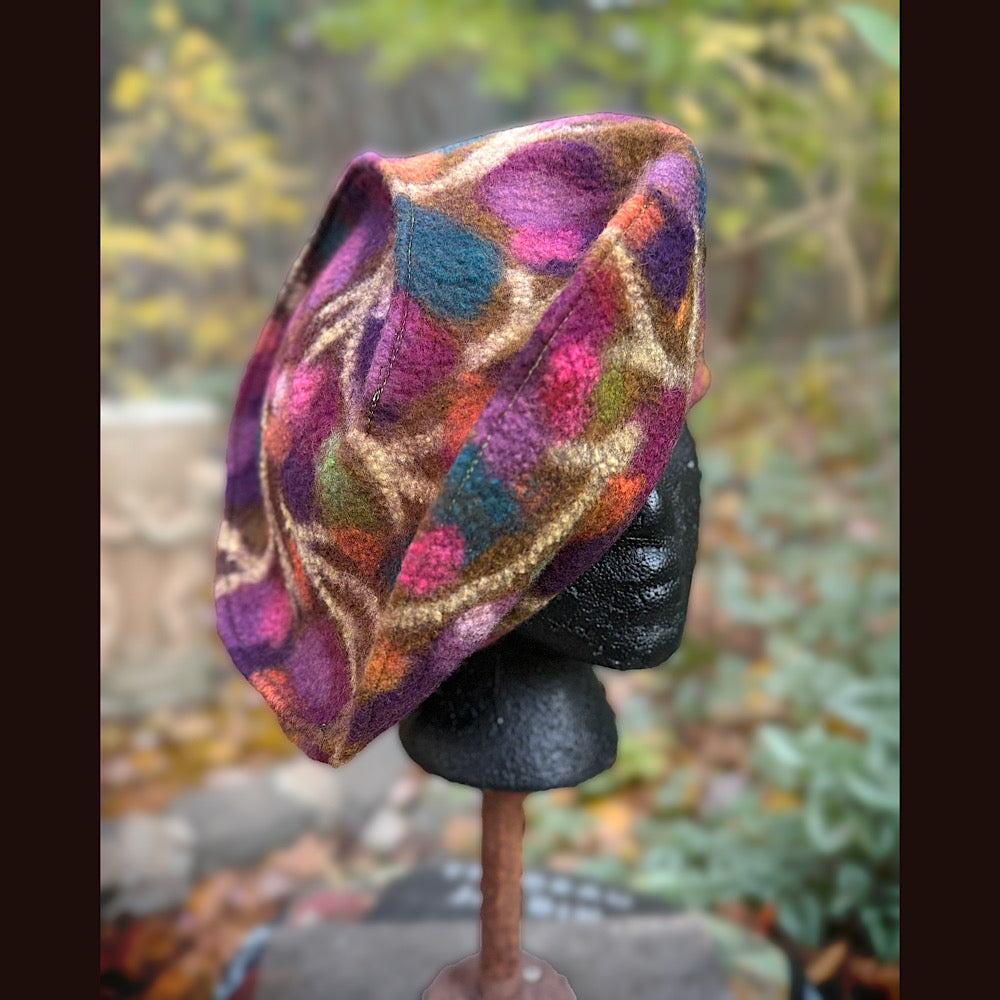 OOAK Handmade wool Felted hat 22.5” small