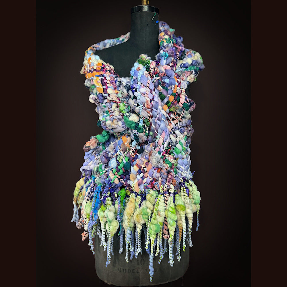 Handmade wool Woven Scarf 84” X 12”