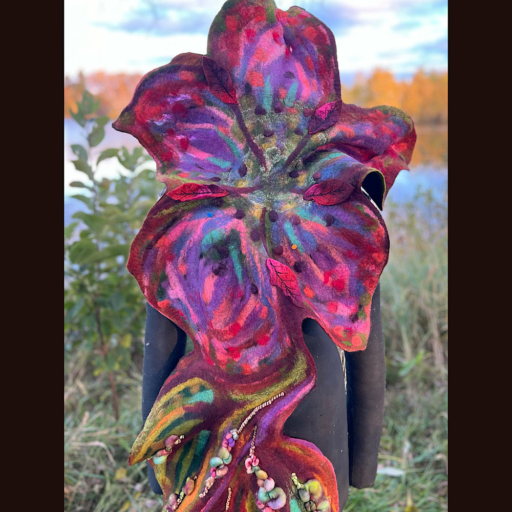 Wild Rose Felted Scarf 70” x 25”