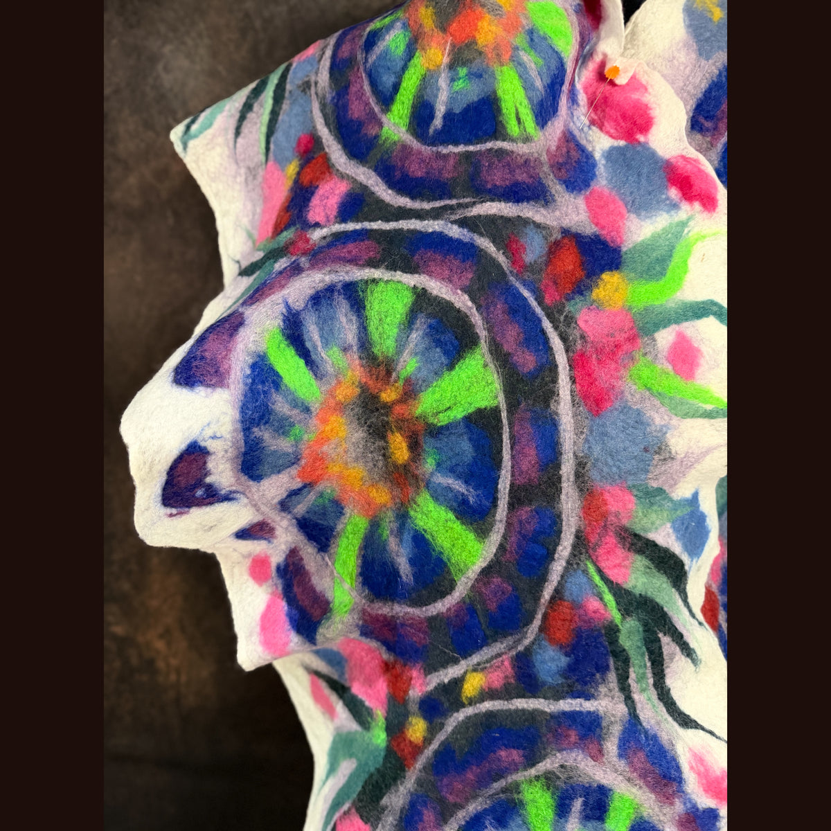 OOAK Handmade wool Felted Scarf 85”X 16” Original art work