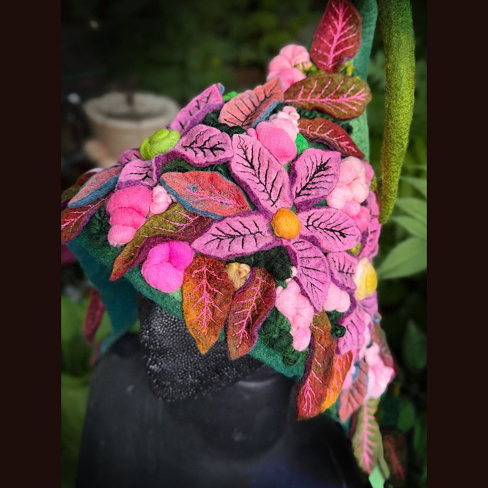 OOAK Handmade wool Felted Hood Hat size small