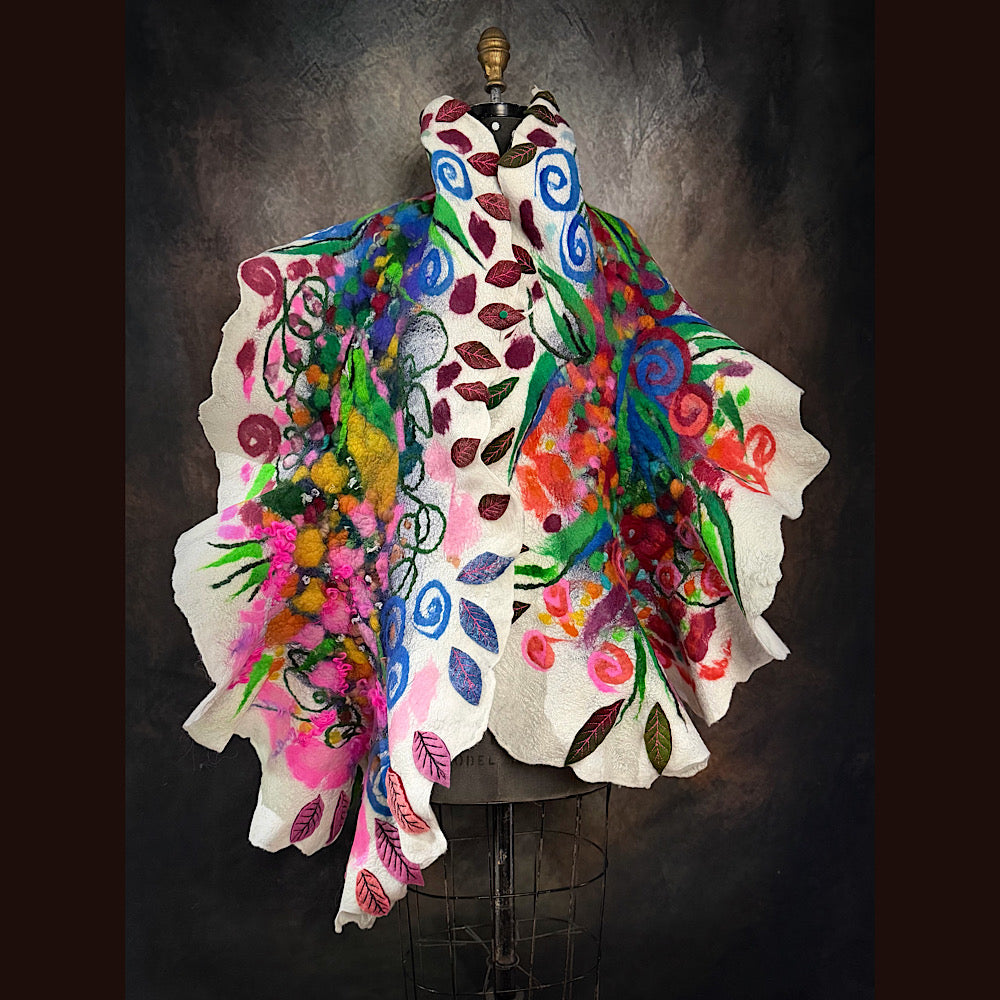 OOAK Handmade wool Felted Scarf 80” X 19”