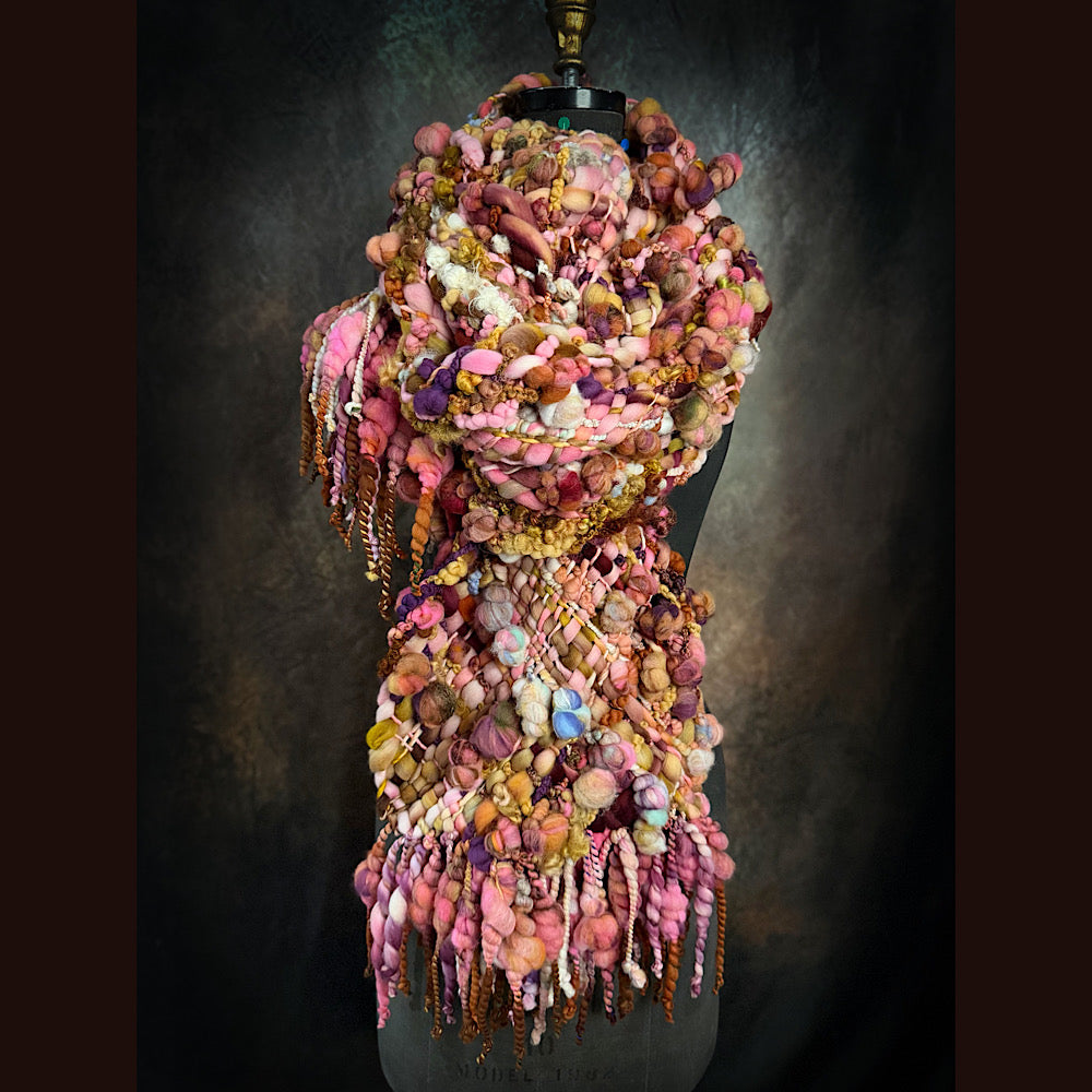 Handmade wool Woven Scarf 84”X 11”