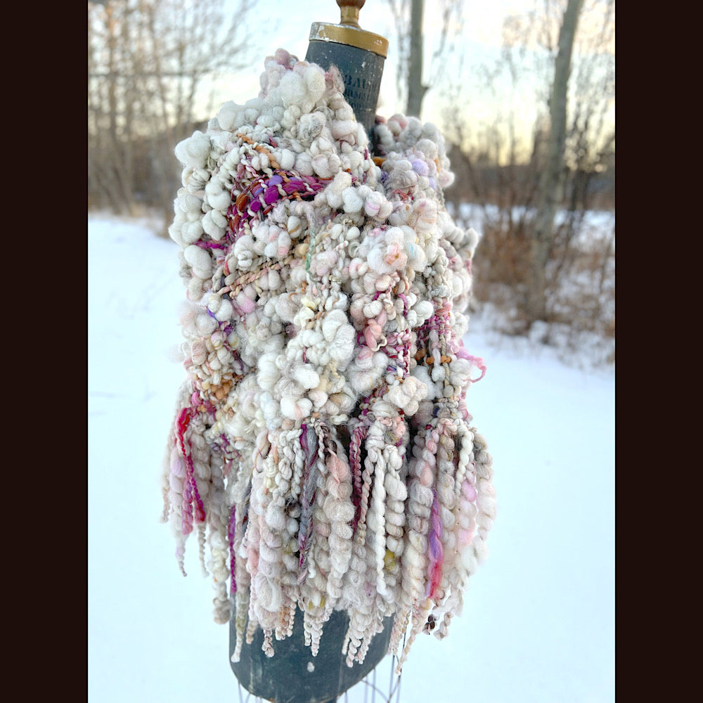 The Snow Rose Shawl  64” X 22”  1.3 pound