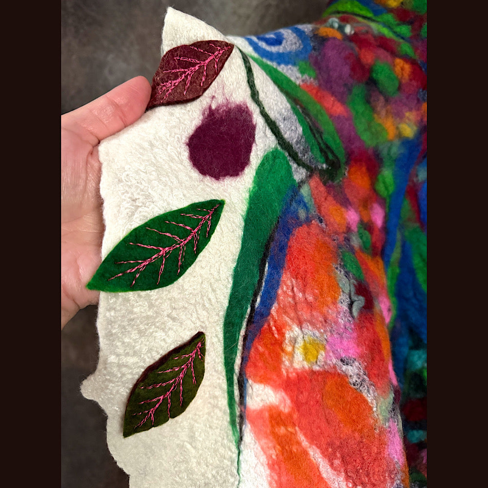 OOAK Handmade wool Felted Scarf 80” X 19”