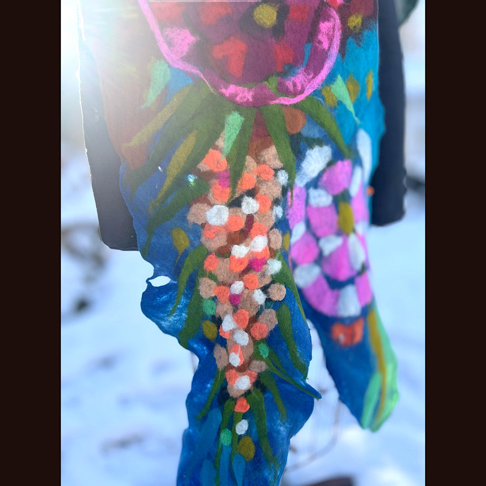 Rose Felted Shawl 84” X 21”