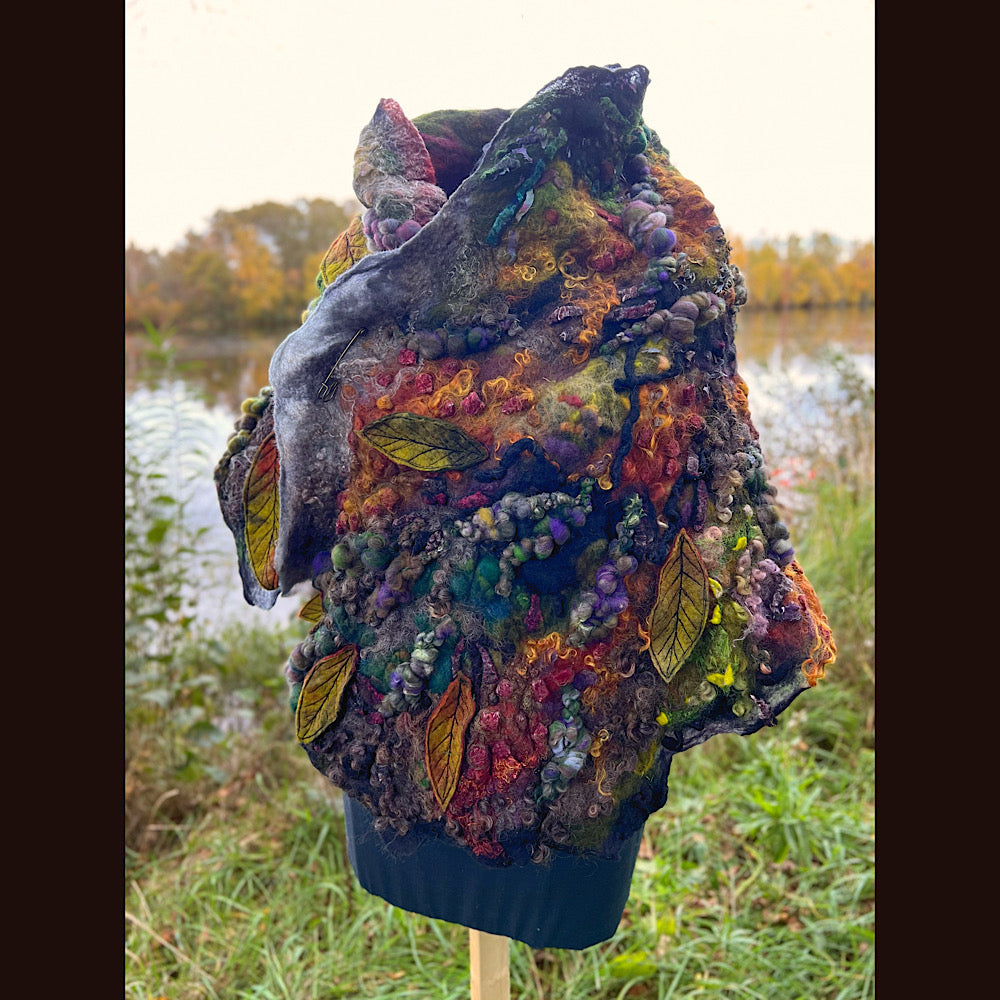 Appalachian trail felted shawl 56” X 22”