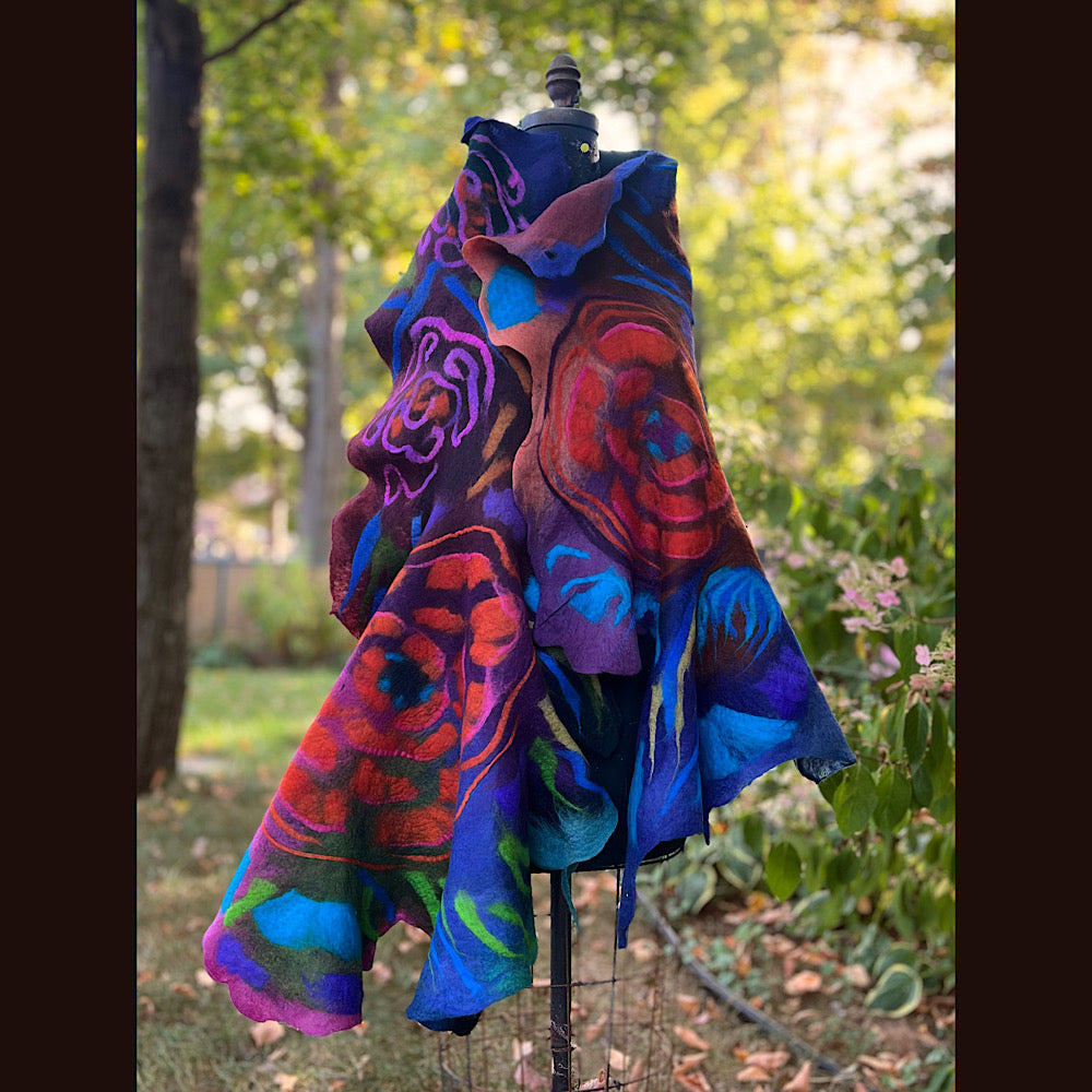 Handmade Felted Wool Scarf 82” X 29”