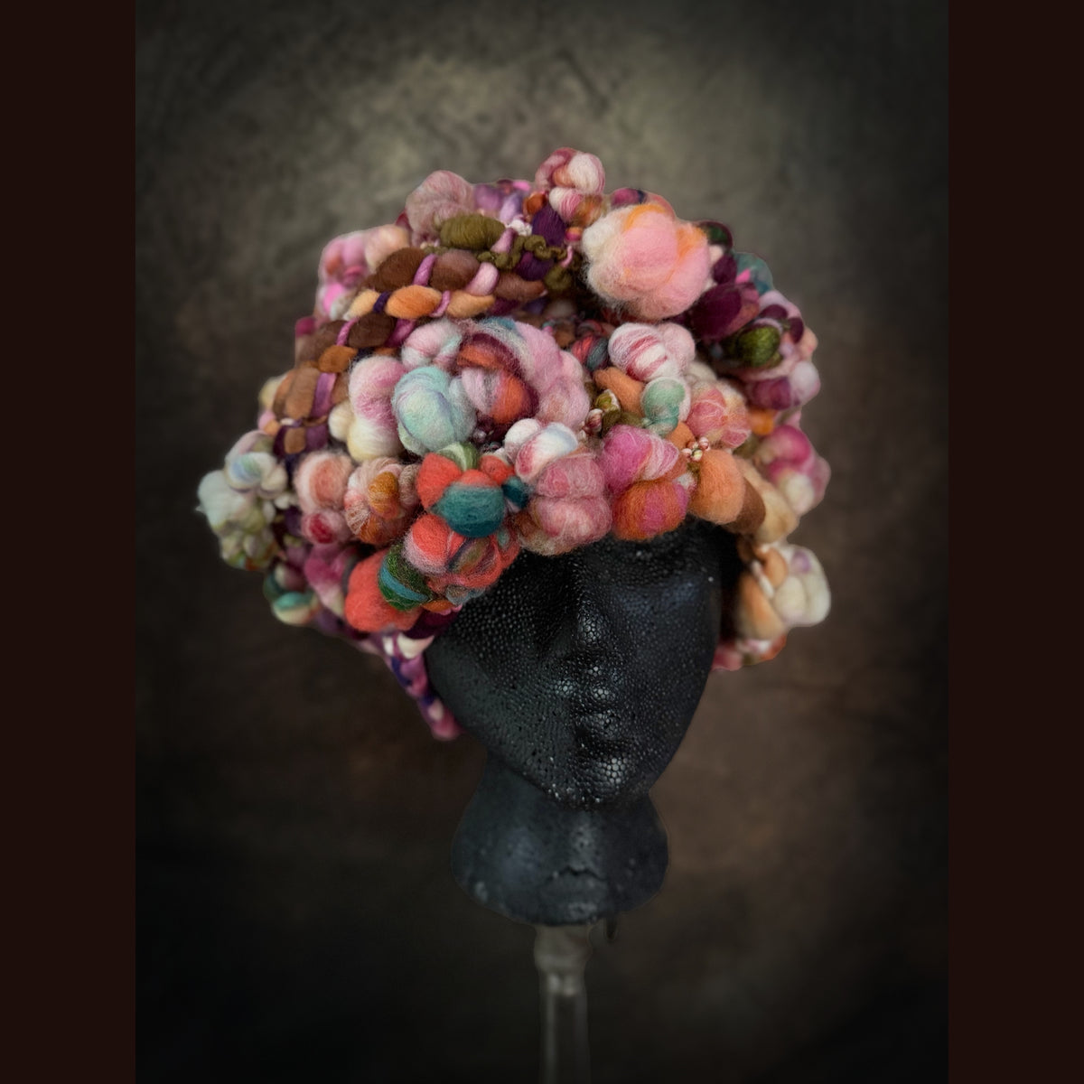 OOAK Handmade wool Woven hat 23.5” medium large