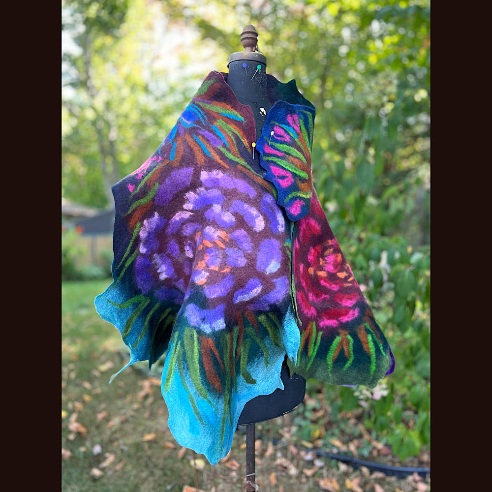 Handmade Felted Wool Scarf 74” X 29”