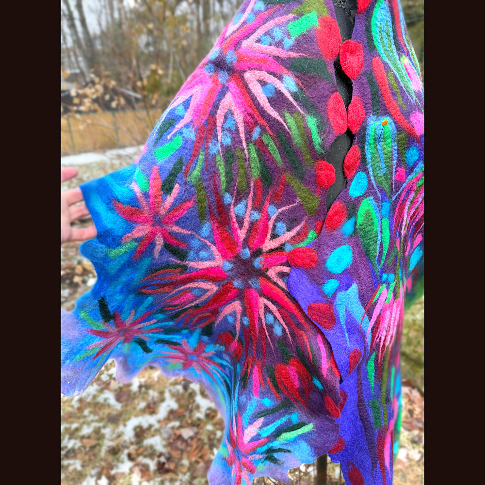 Handmade wool Felted Scarf 88” X 22”