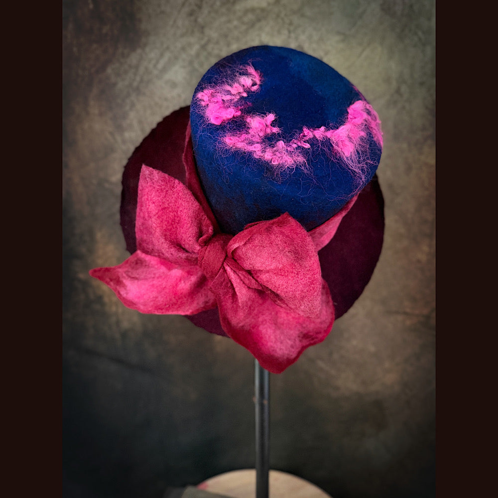 OOAK Handmade wool Felted hat 23.5” medium