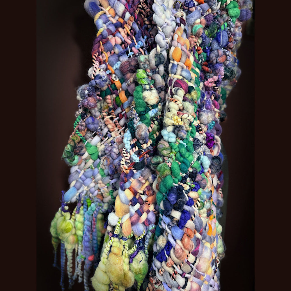 Handmade wool Woven Scarf 84” X 12”