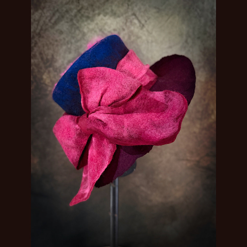 OOAK Handmade wool Felted hat 23.5” medium