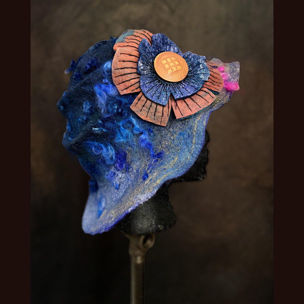 Handmade wool Felted hat 23.5” medium