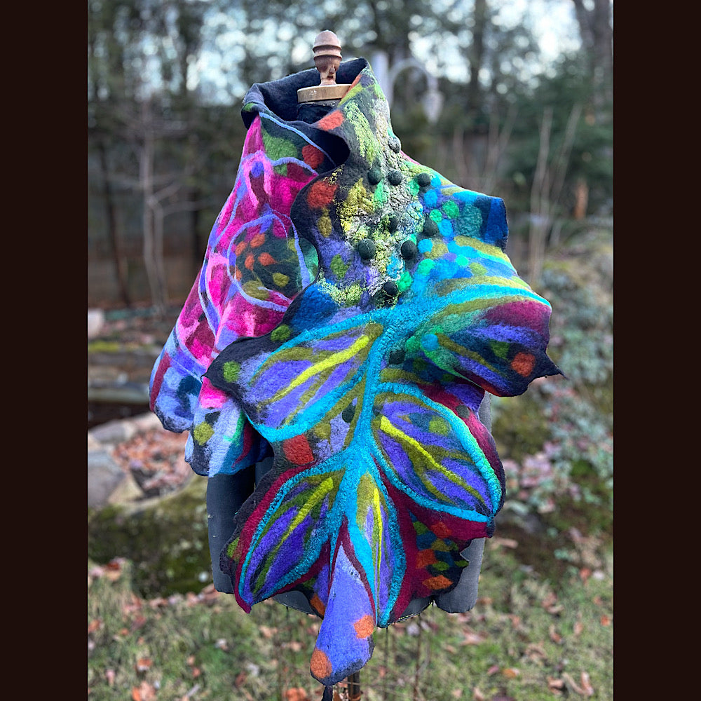 Rose Felted Shawl 84” X 29”