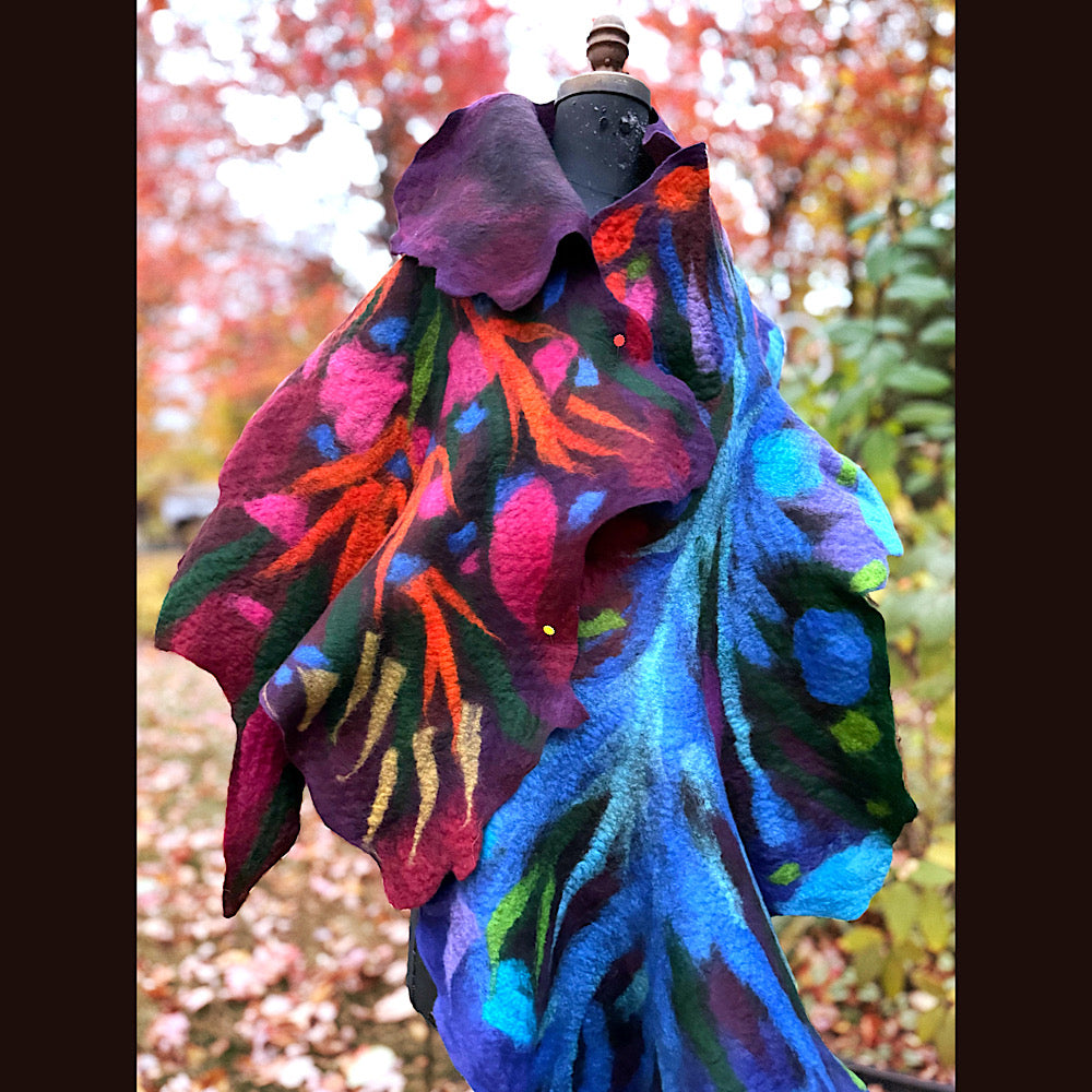 Handmade wool Felted Scarf 79” X 23”