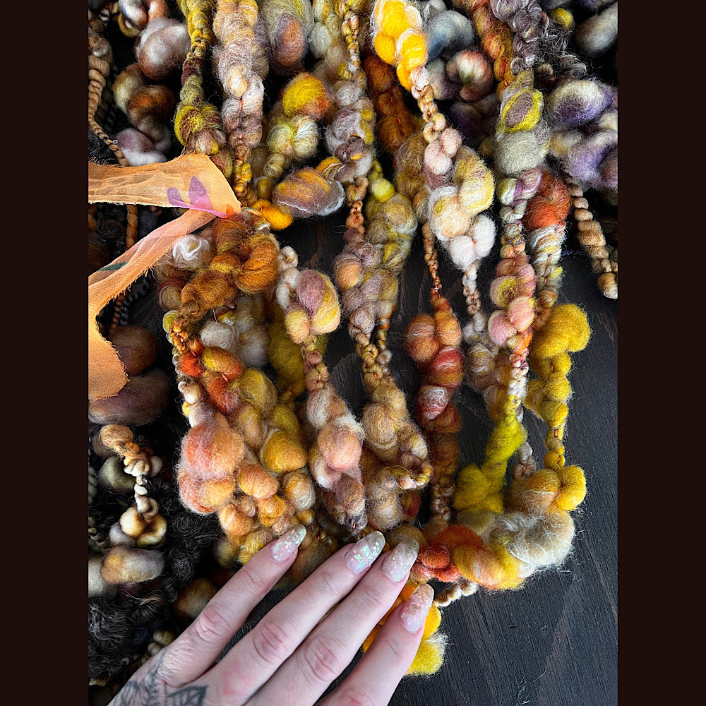 Large lot of art yarn for weaving  13.4 oz