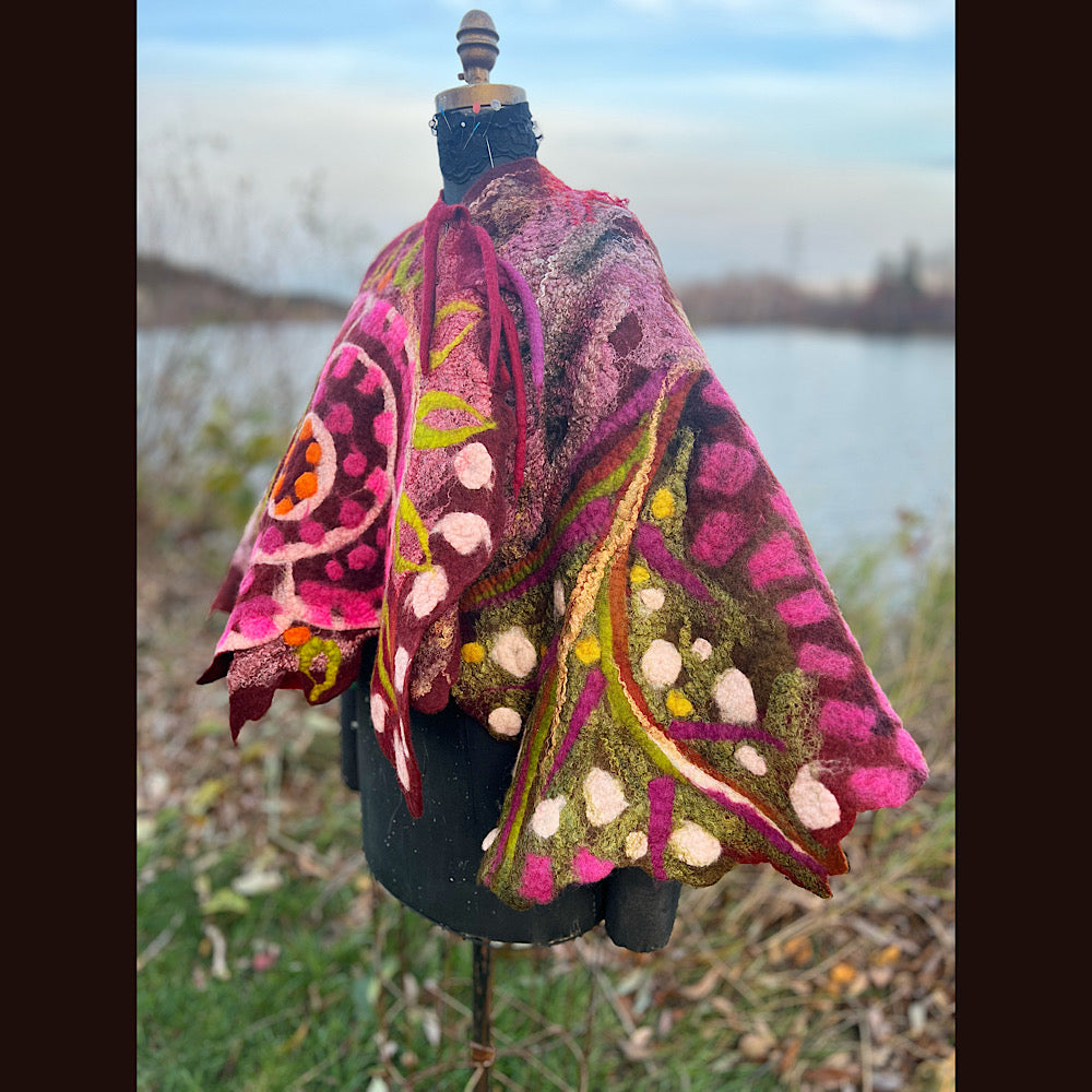 Felted floral capelet