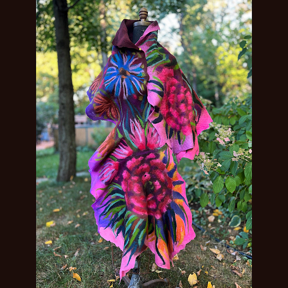 Handmade Felted wool Scarf 82” X 24”