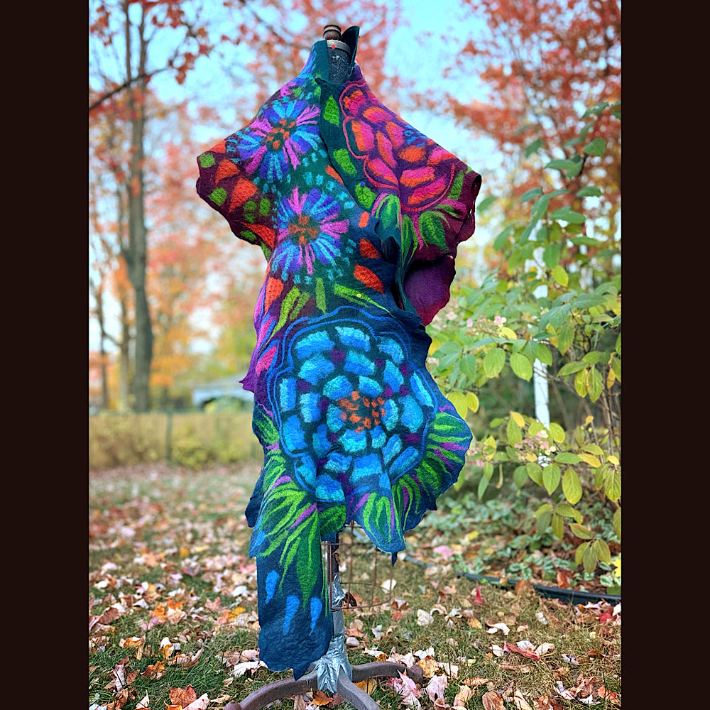 Handmade wool Felted Scarf 82” X 31”