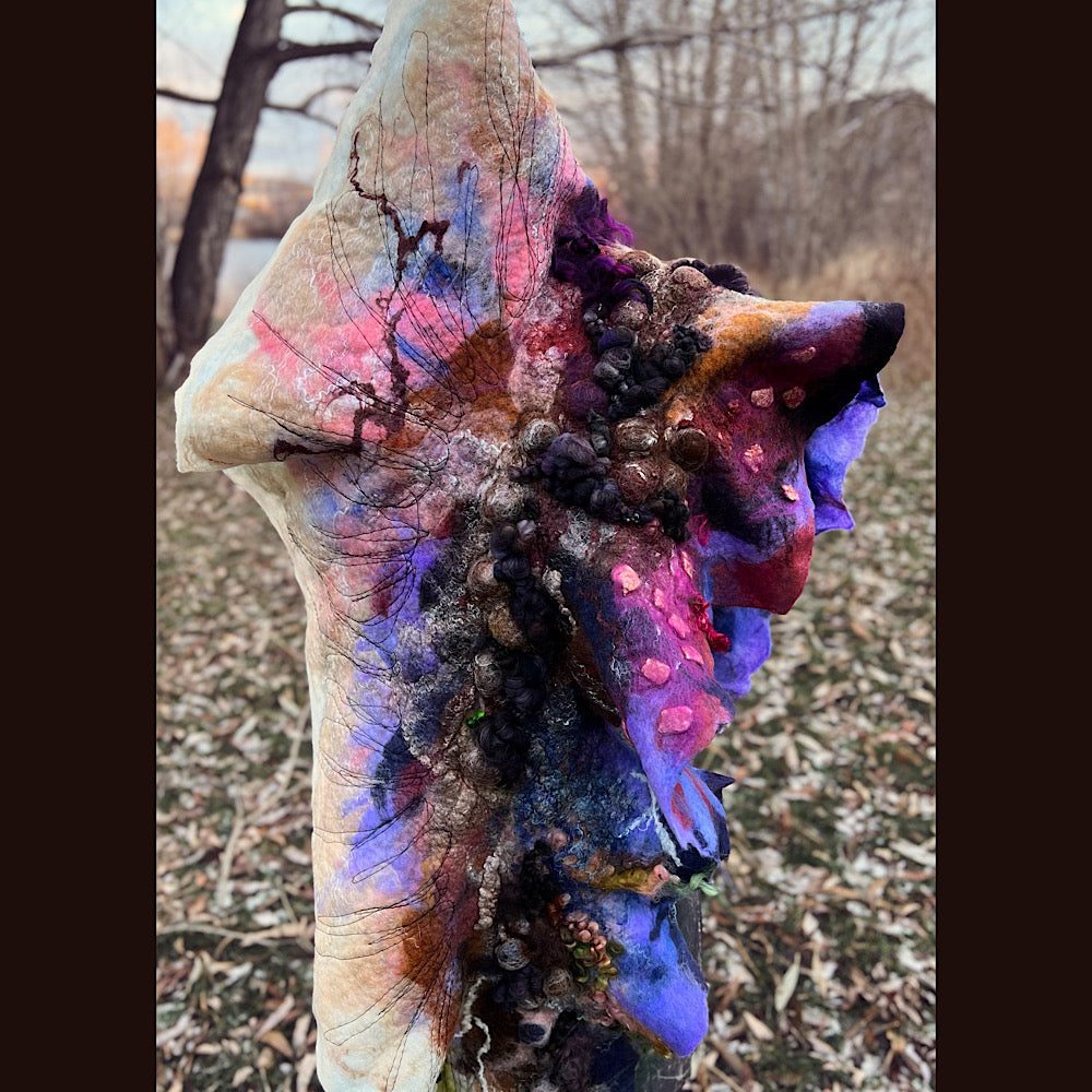 Last rays before dawn felted scarf 69” X 20”