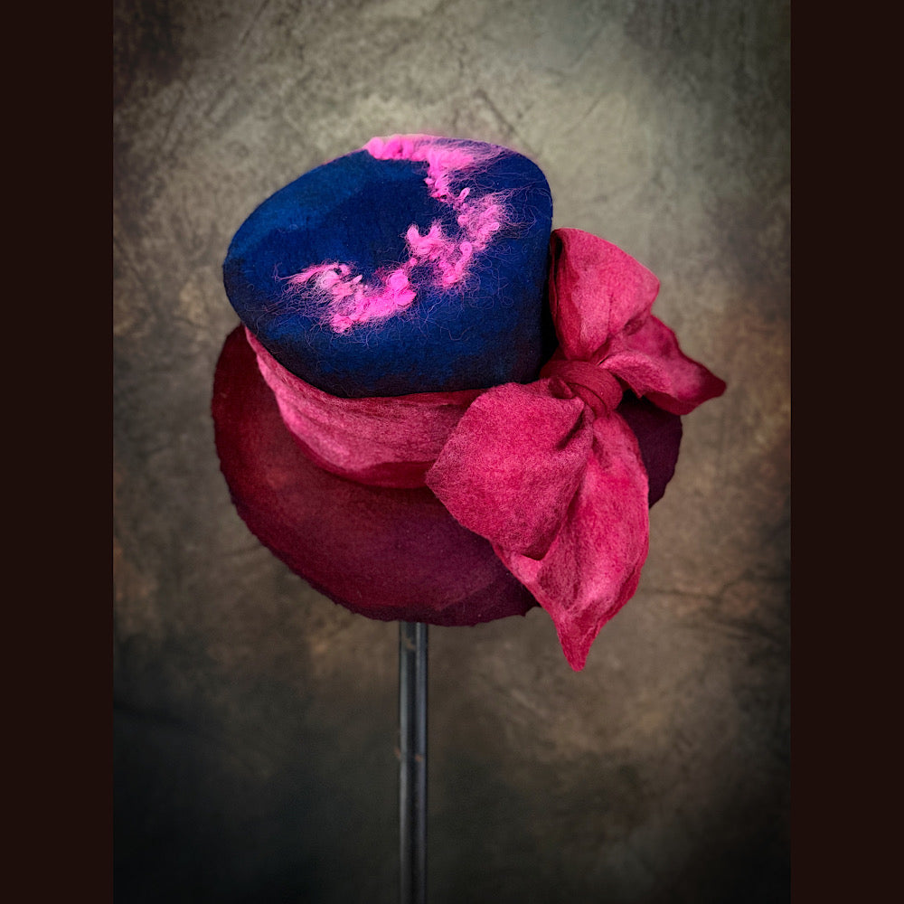 OOAK Handmade wool Felted hat 23.5” medium