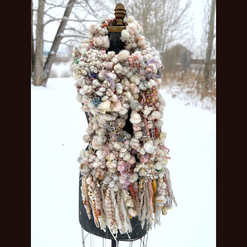 The Snow Rose Scarf 92” X 10”  1.2 pound