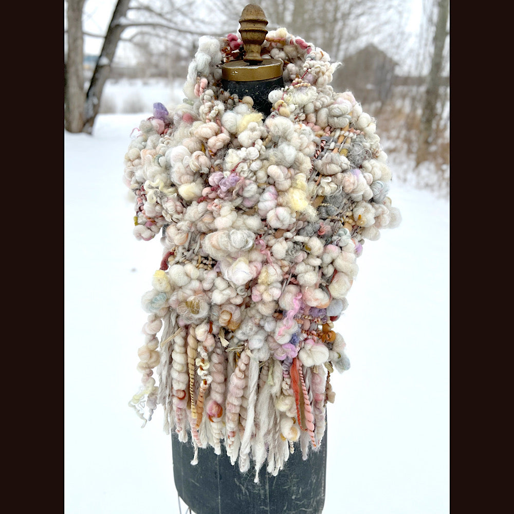 The Snow Rose Scarf 92” X 10”  1.2 pound