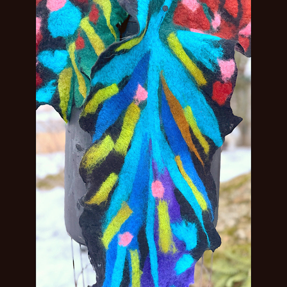 Handmade wool Felted Scarf 78” X 12”