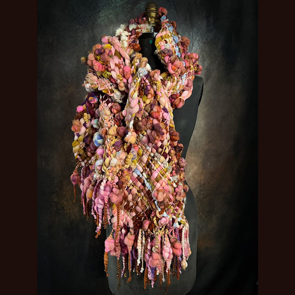 Handmade wool Woven Scarf 84”X 11”